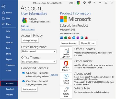 office 365 microsoft account